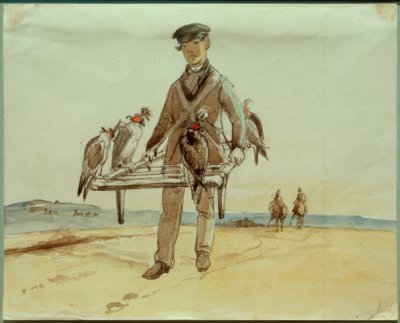 Falkner mit Falken in Het Loo bei Apeldoorn von Johan Barthold Jongkind